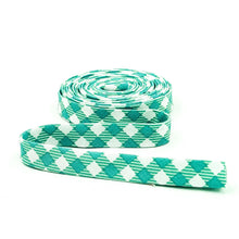 Load image into Gallery viewer, Double Fold Bias Tape Gingham Check Spearmint Green 1/2'' Bias Binding