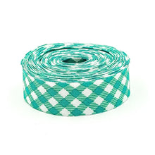 Load image into Gallery viewer, Quilt Binding Gingham Checked Spearmint Green Single Fold 1 1/4" Quilt Binding