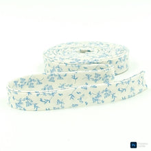 Load image into Gallery viewer, Double Fold 1/2'' Bias Tape Penelope Floral Creamy White Blue