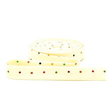 Load image into Gallery viewer, Double Fold Bias Tape 1/2'' First Blooms Polka Dot Cream