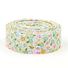Load image into Gallery viewer, Floral Quilt Binding Summer Skies Floral Pink and Green, 1 1/4" Single Fold