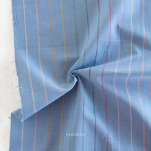 Load image into Gallery viewer, Lucky Loom Woven Stripe Luna Blue Rainbow Half Yard Yard Fableism