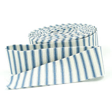 Load image into Gallery viewer, Quilt Binding Ticking Stripe Ivy Reese Slate Blue Cream 1 1/4" Single Fold