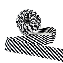 Load image into Gallery viewer, Bias Quilt Binding Black and White 1/8'' Stripe 1 1/4" Single Fold