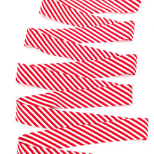 Load image into Gallery viewer, Bias Quilt Binding Red and White 1/8'' Stripe 1 1/4" Single Fold