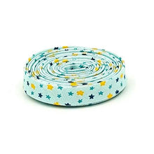 Load image into Gallery viewer, Double Fold Bias Tape 1/2'' Baby Boy Stars Blue Aqua