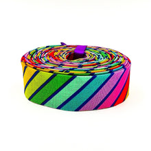 Load image into Gallery viewer, Quilt Binding Rainbowfruit Blue Diagonal Stripe 1 1/4" Single Fold