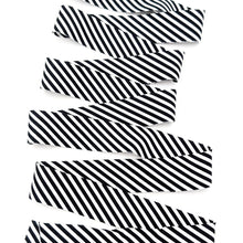 Load image into Gallery viewer, Bias Quilt Binding Black and White 1/8'' Stripe 1 1/4" Single Fold