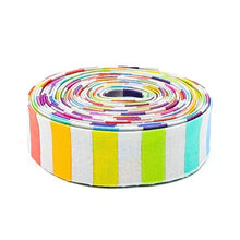 Load image into Gallery viewer, Quilt Binding Tula Pink Disco Stripe Whisper Grey Rainbw 1 1/4" Single Fold