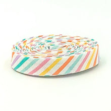 Load image into Gallery viewer, Double Fold 1/2" Bias Tape Canival Stripe Rainbow Binding