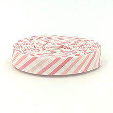 Load image into Gallery viewer, Double Fold 1/2" Bias Tape Strawberries and Cream Stripe Pink Binding