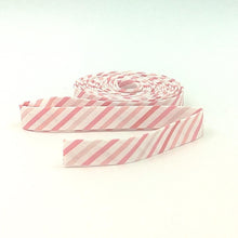 Load image into Gallery viewer, Double Fold 1/2" Bias Tape Strawberries and Cream Stripe Pink Binding