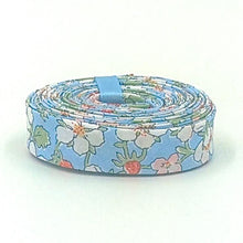 Load image into Gallery viewer, Double Fold Bias Tape 1/2'' Liberty of London Tana Lawn Paysanne Blossom Strawberry Blue