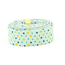 Load image into Gallery viewer, Quilt Binding Baby Stars Blue Yellow 1 1/4'' Single Fold