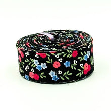 Load image into Gallery viewer, Quilt Binding Cloudburst Blossoms Black 1 1/4" Single Fold