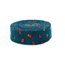 Load image into Gallery viewer, Quilt Binding Serendipity 2 Strawberries Stargazer Blue 1 1/4" Single Fold