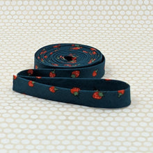 Load image into Gallery viewer, Double Fold 1/2'' Bias Tape Strawberries Stargazer Blue