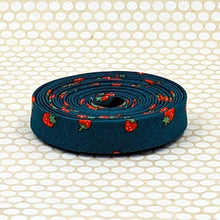 Load image into Gallery viewer, Double Fold 1/2'' Bias Tape Strawberries Stargazer Blue