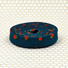 Load image into Gallery viewer, Double Fold 1/2'' Bias Tape Strawberries Stargazer Blue