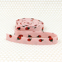 Load image into Gallery viewer, Double Fold 1/2'' Bias Tape Strawberries Pink