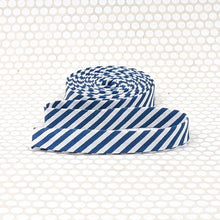 Load image into Gallery viewer, Double Fold Bias Tape Navy Blue & White Stripe Binding