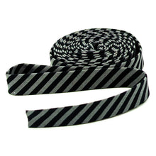 Load image into Gallery viewer, Double Fold 1/2" Bias Tape Tone on Tone Black Gray Stripe Binding