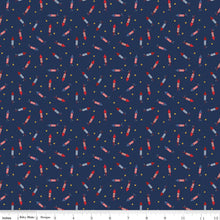 Load image into Gallery viewer, Bang Boom Pop Fireworks Navy Half Yard