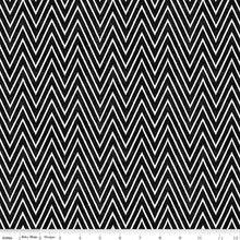 Load image into Gallery viewer, Scary Scraps Chevron Heathered Black White Fabric Half Yards
