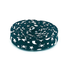 Load image into Gallery viewer, Double Fold 1/2'' Bias Tape Fright Delight Moon Stars Black White Binding