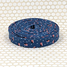 Load image into Gallery viewer, Double Fold 1/2'' Bias Tape Tiny Flags Red White Blue Patriotic Binding
