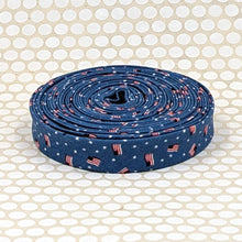 Load image into Gallery viewer, Double Fold 1/2'' Bias Tape Tiny Flags Red White Blue Patriotic Binding
