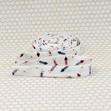Load image into Gallery viewer, Double Fold 1/2'' Bias Tape Rockets Blue Red White Patriotic Binding