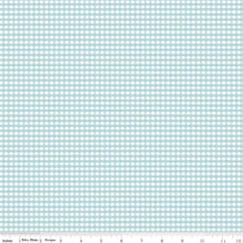 Load image into Gallery viewer, Gingham Check Aqua Blue White Half Yard Fabric