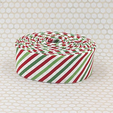 Load image into Gallery viewer, Bias Quilt Binding Stripe Red Green Christmas 1 1/4" Single Fold