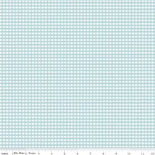 Load image into Gallery viewer, Gingham Check Aqua Blue White Half Yard Fabric