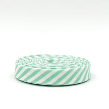 Load image into Gallery viewer, 1/2" Double Fold Bias Tape Stripes Sweet Mint Green and White
