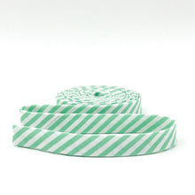 Load image into Gallery viewer, 1/2" Double Fold Bias Tape Stripes Sweet Mint Green and White