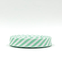 Load image into Gallery viewer, 1/2" Double Fold Bias Tape Stripes Sweet Mint Green and White