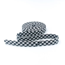 Load image into Gallery viewer, Bias Tape 1/8'' Gingham Navy Blue & White