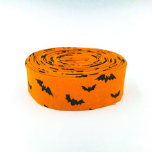 Load image into Gallery viewer, Quilt Binding Bad to the Bone Bats Orange Black