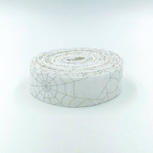 Load image into Gallery viewer, Quilt Binding Bad to the Bone Spider Webs White Silver