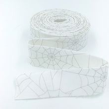 Load image into Gallery viewer, Quilt Binding Bad to the Bone Spider Webs White Silver