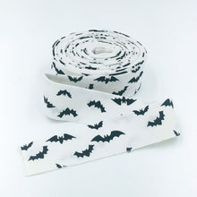 Load image into Gallery viewer, Quilt Binding Bad to the Bone Bats White Black