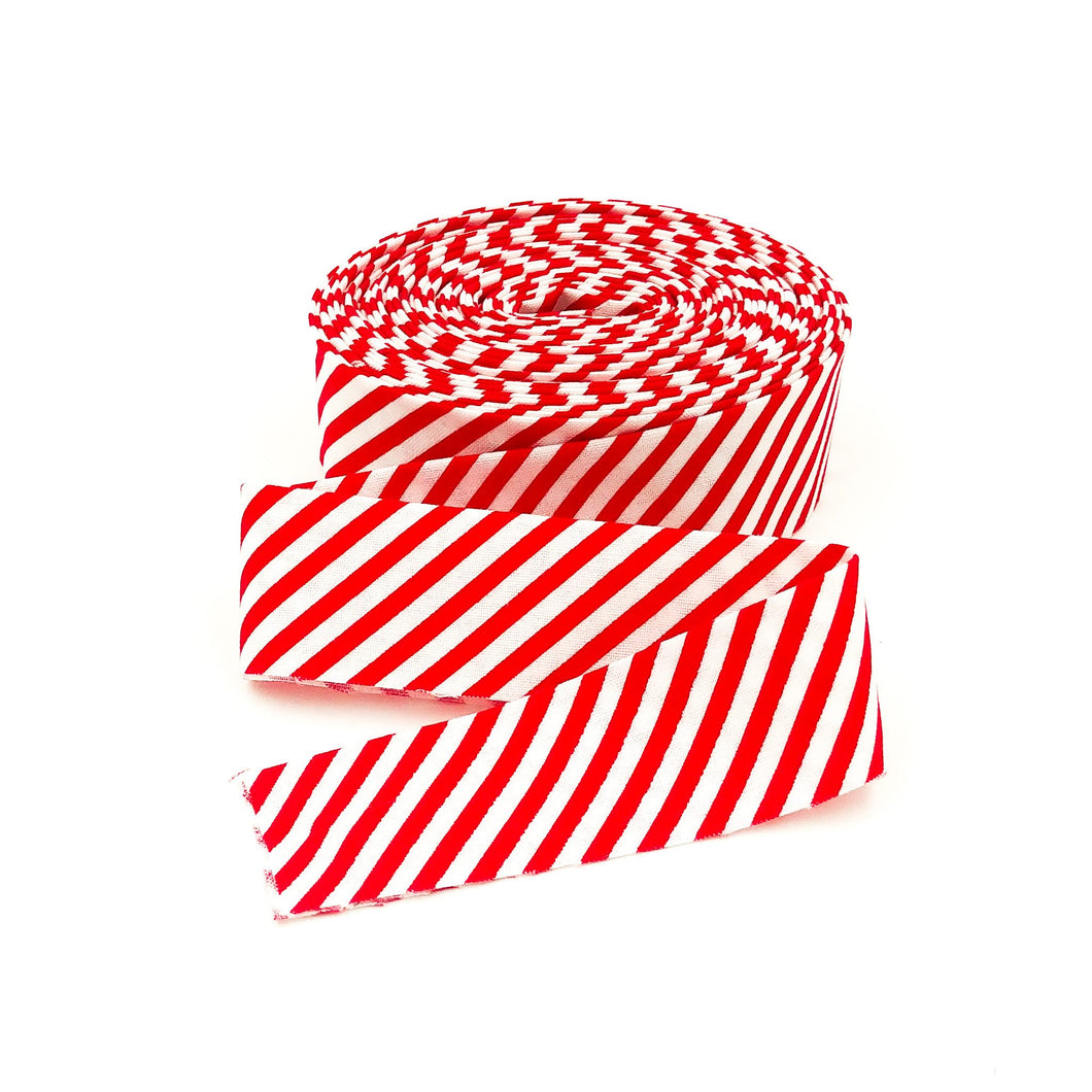 Quilt Binding Pixie Noel 2 Diagonal Stripe Red & White