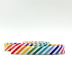Double Fold Bias Tape Rainbow & White 1/2" Wide Stripe Bias Binding