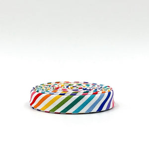 Double Fold Bias Tape Rainbow & White 1/2" Wide Stripe Bias Binding