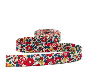 Double Fold Bias Tape 1/2'' Wide Liberty of London Tana Lawn Betsy Ann Red 3 Yards