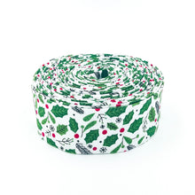 Load image into Gallery viewer, Quilt Binding The Magic of Christmas Holly White 1 1/4&quot; Single Fold Binding My Mind&#39;s Eye
