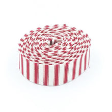 Load image into Gallery viewer, Quilt Binding Yuletide Forest Ticking Stripe Red Cream 1 1/4&quot; Single Fold Binding Christmas
