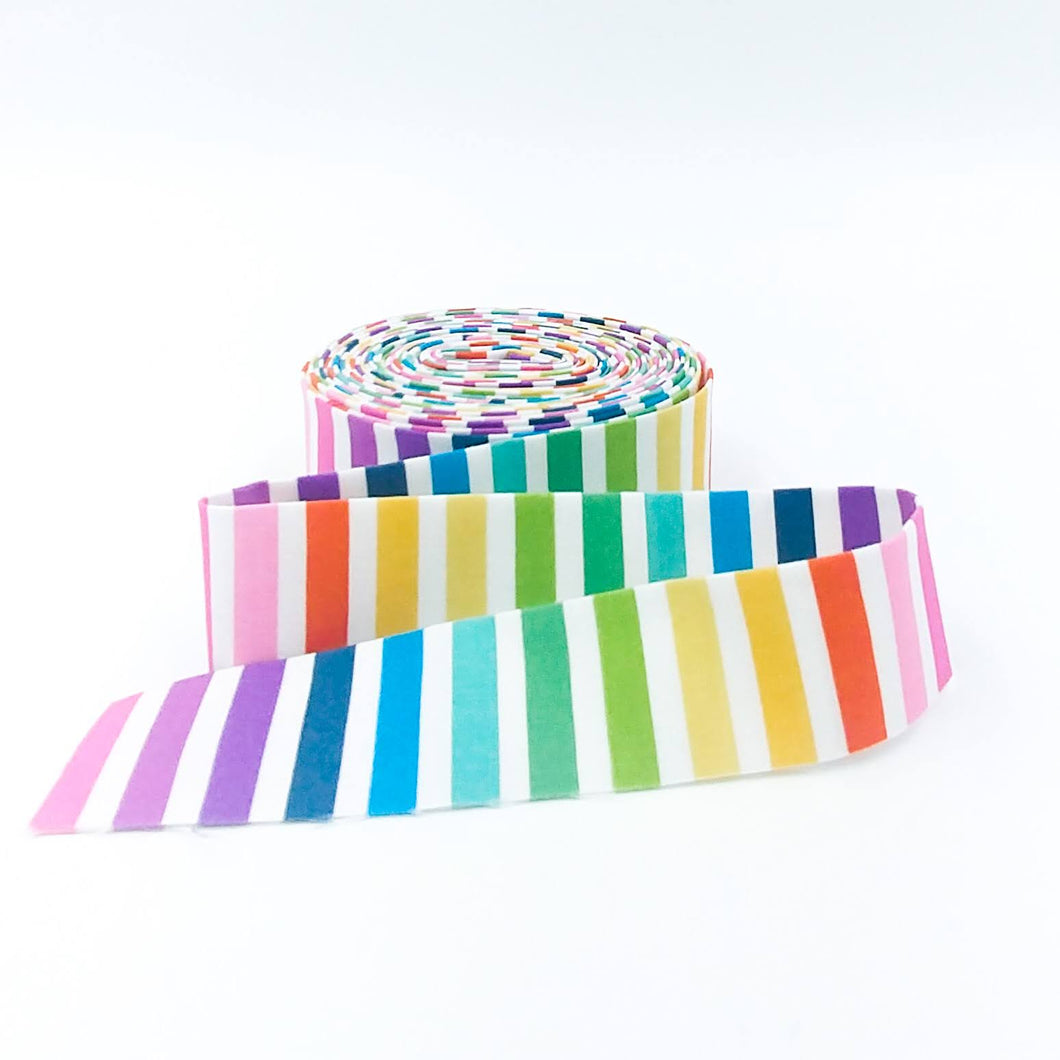 Quilt Binding Make Rainbow Stripe White 1 1/4